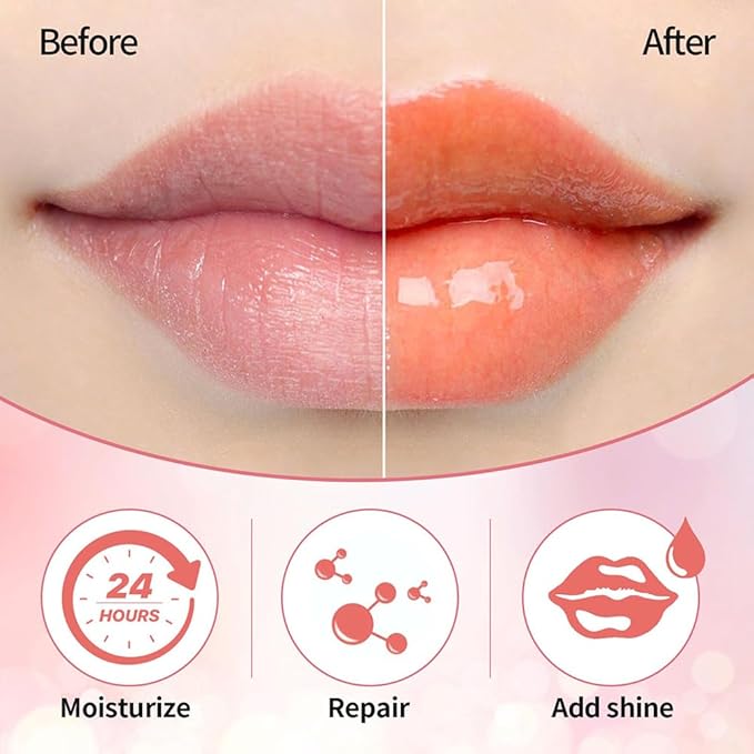 Hydrating Lip Glow Oil, Moisturizing Lip Glow Oil, Nourishing Glossy Transparent Lip Oil, Plumping Lip Oil, Lip Balm, Non-sticky Tinted Toot Lip Balm for Lip Care (CORAL) 0.2 OZ