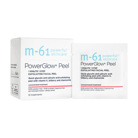 m-61 PowerGlow Peel | Exfoliating Facial Peel With Glycolic, Salicylic Acid. 1 Minute, 1 Step - 10 Treatments