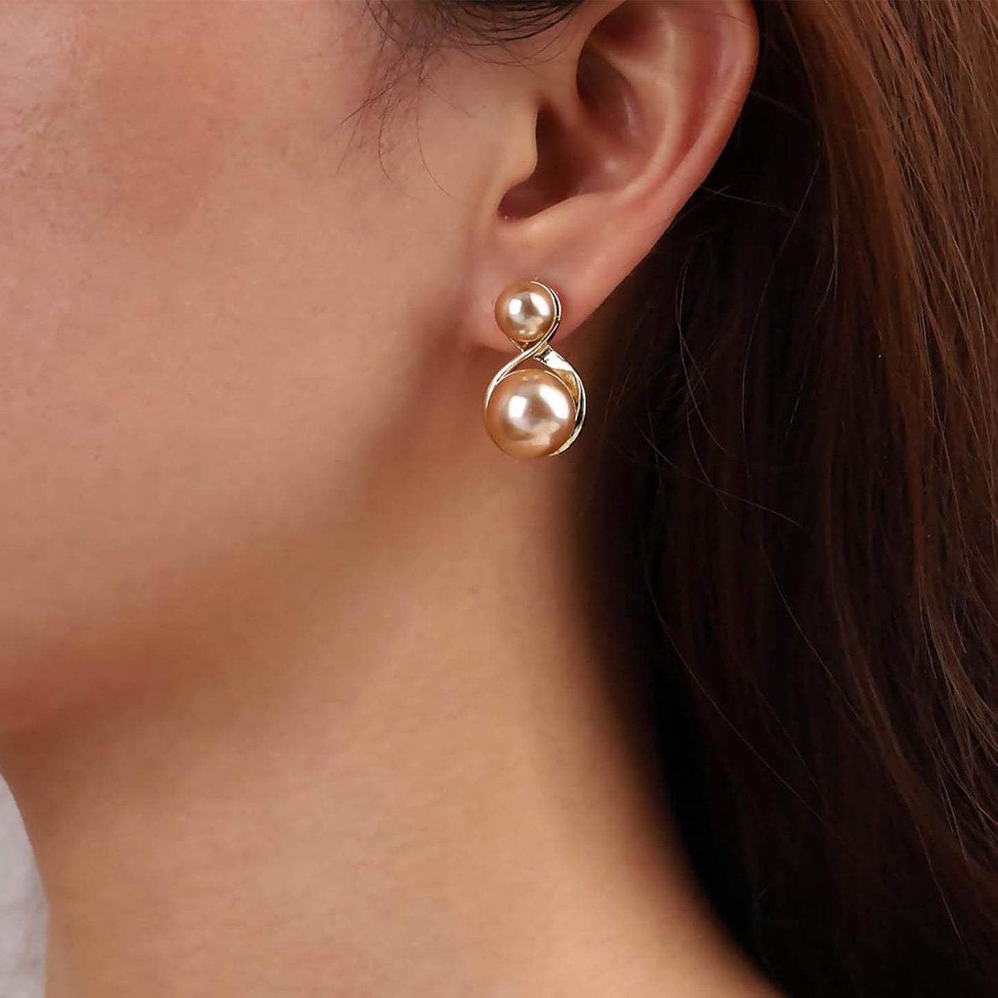 Vintage Pearl Dangle Earrings Gold Double Pearl Stud Earrings Boho Big Pearl Drop Earrings Wedding Pearl Earrings Jewelry for Women