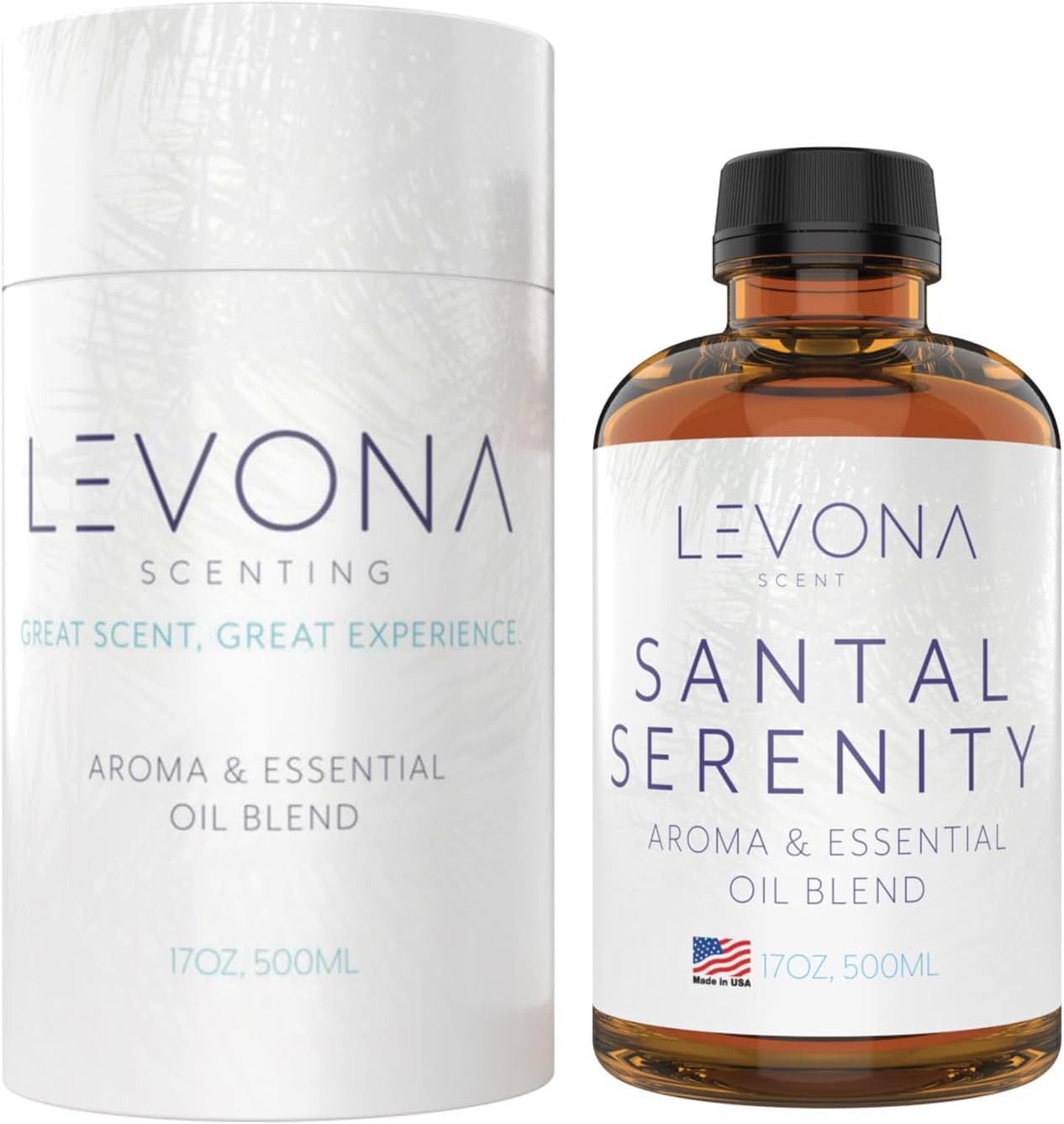 Levona Scent Santal Serenity Essential Oil: Notes of Sandalwood, Papyrus & Amber - aromatherapy oils for hotel, home and office - Fragrance oil for diffusers & Humidifiers - Home Luxury Scents -500 Ml