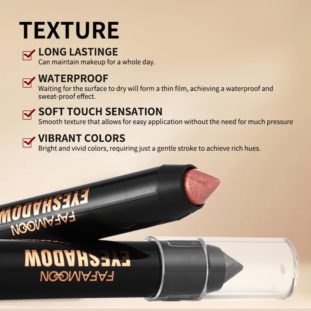 Monochrome Cream Glitter-Shimmer Eye Shadow Stick Palette makeup | 2-in-1 Eyeshadow & Eyeliner Pencil for Women | Waterproof, Vegan & Cruelty-Free | Sombras Para Ojos | 01 Shimmer Light Gold