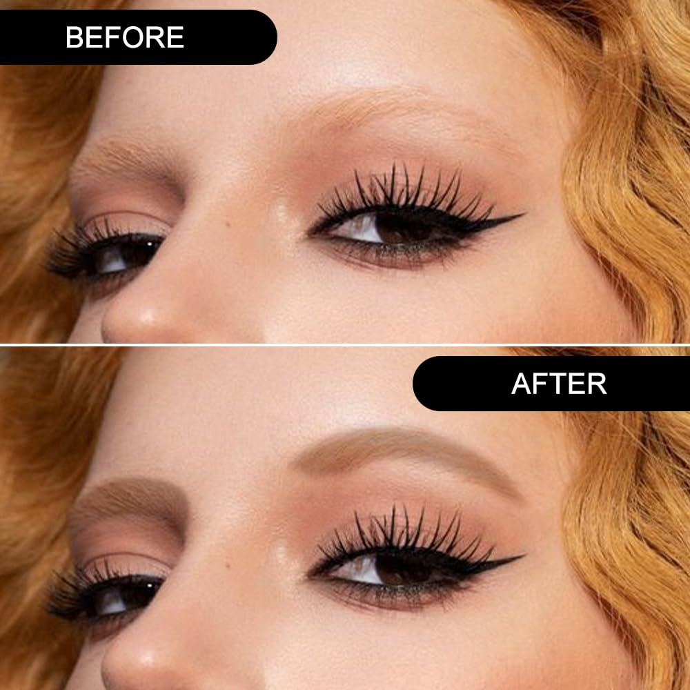 Brow Powder Kit – Long-Lasting 3-Color Brow Filler for Full, Defined Natural Brows, Contour Palette with Double-Ended Brush, sombra para cejas (01)