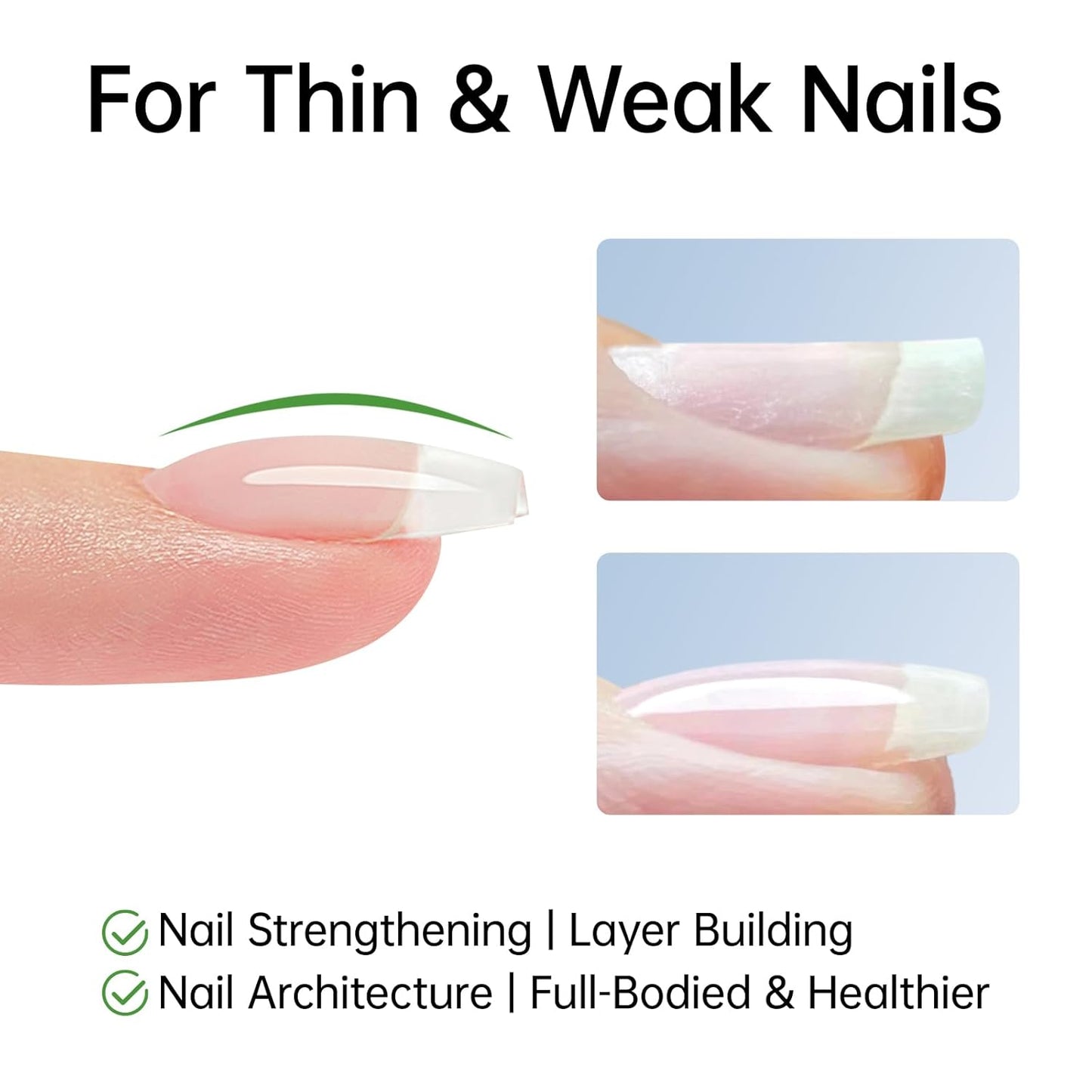 Hema Free Builder Gel for Nails Hypoallergenic & Odorless - Thickness Nail Strengthener & Extender | 28-Day Chip Resistance