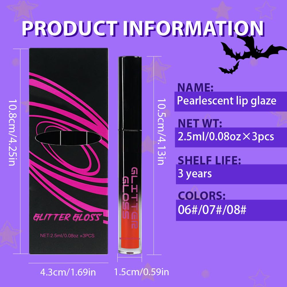 Gray Black Green Red Metallic Lipstick for Women,Glitter Sparkling Liquid Lipstick,Long Lasting Waterproof Lightweight Non-Drying Bold Dark Lip Gloss for Gothic Stage Makeup,Vegan