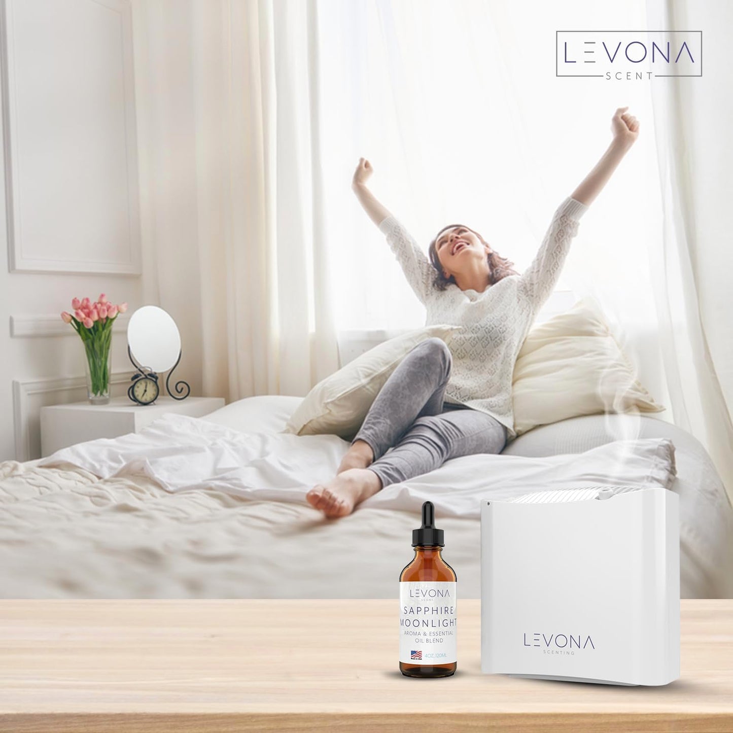 Levona Scent Essential Oils - Scents for Home, Hotel & Office Use - Perfect for Home Diffuser & Humidifiers - Aroma Fragrance Oil, Ideal for Massage, Relaxation, and Spa - Sapphire Moonlight, 120ml
