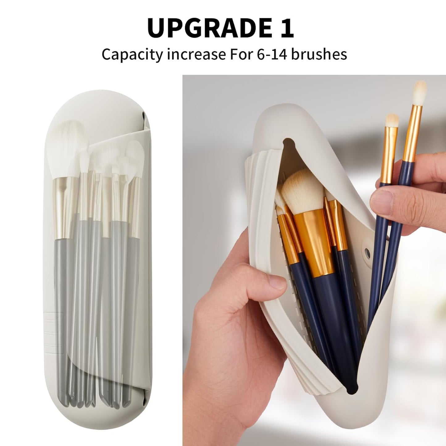 Silicone Makeup Brush Holder Travel Cosmetic Bag：Soft Portable Cosmetic Face Brushes Holder with Upgrade Anti-Fall Out Magnetic Closure, Large Travel Makeup Brush Case - Starlight