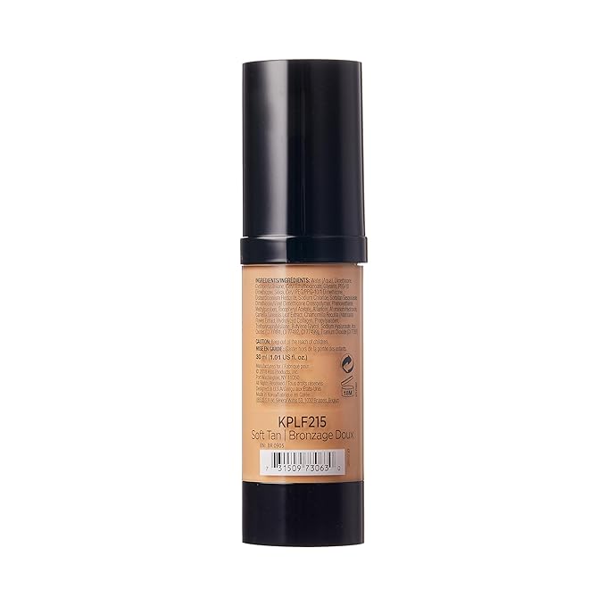 Kiss New York Professional Liquid Foundation - Lightweight and Hydrating Formula, Natural Finish, Control Shine, Cover Pores, Medium to Full Coverage, Green Tea Extract (Soft Tan)