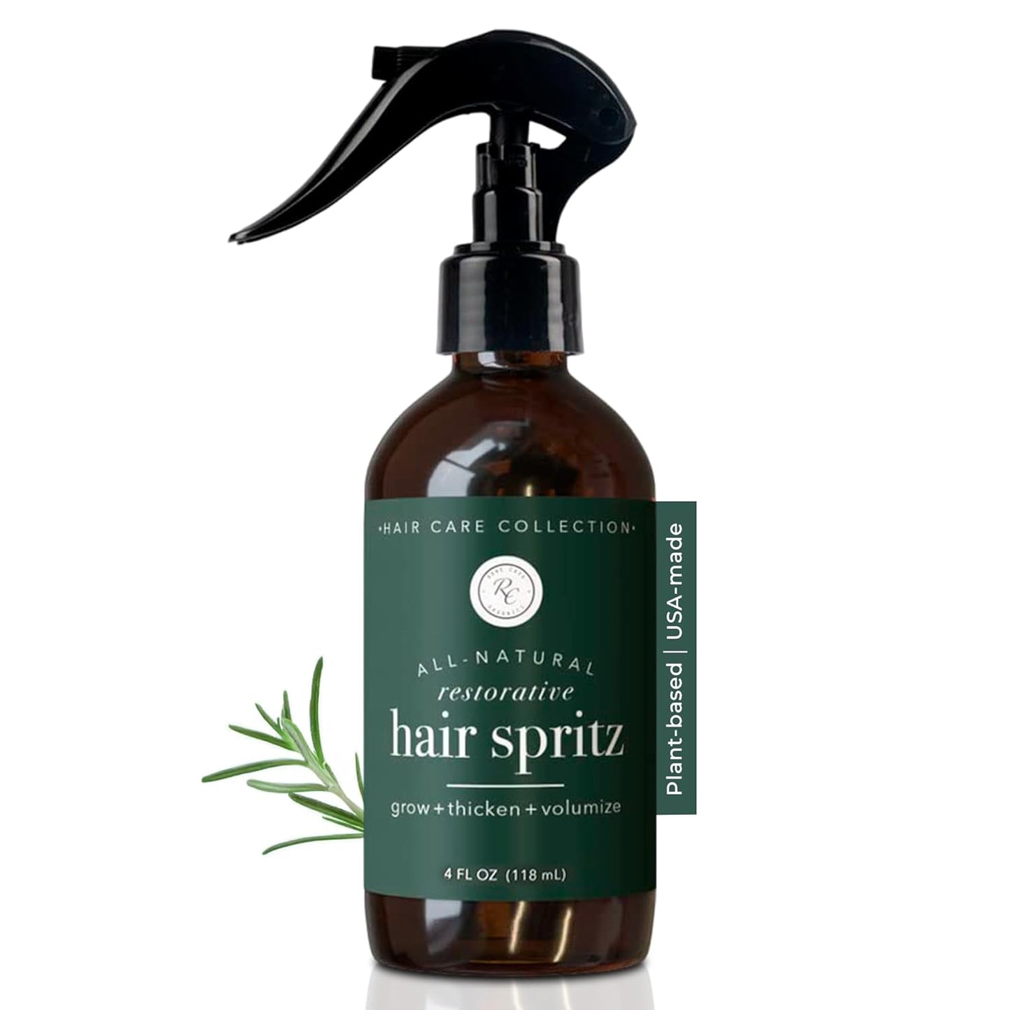 Rowe Casa Organics Natural Restorative Hair Spritz with Witch Hazel & Therapeutic Essential Oils, Hand-Crafted Hair Volumizer, Thickener, & Growth Booster, 4 Fl. Oz.