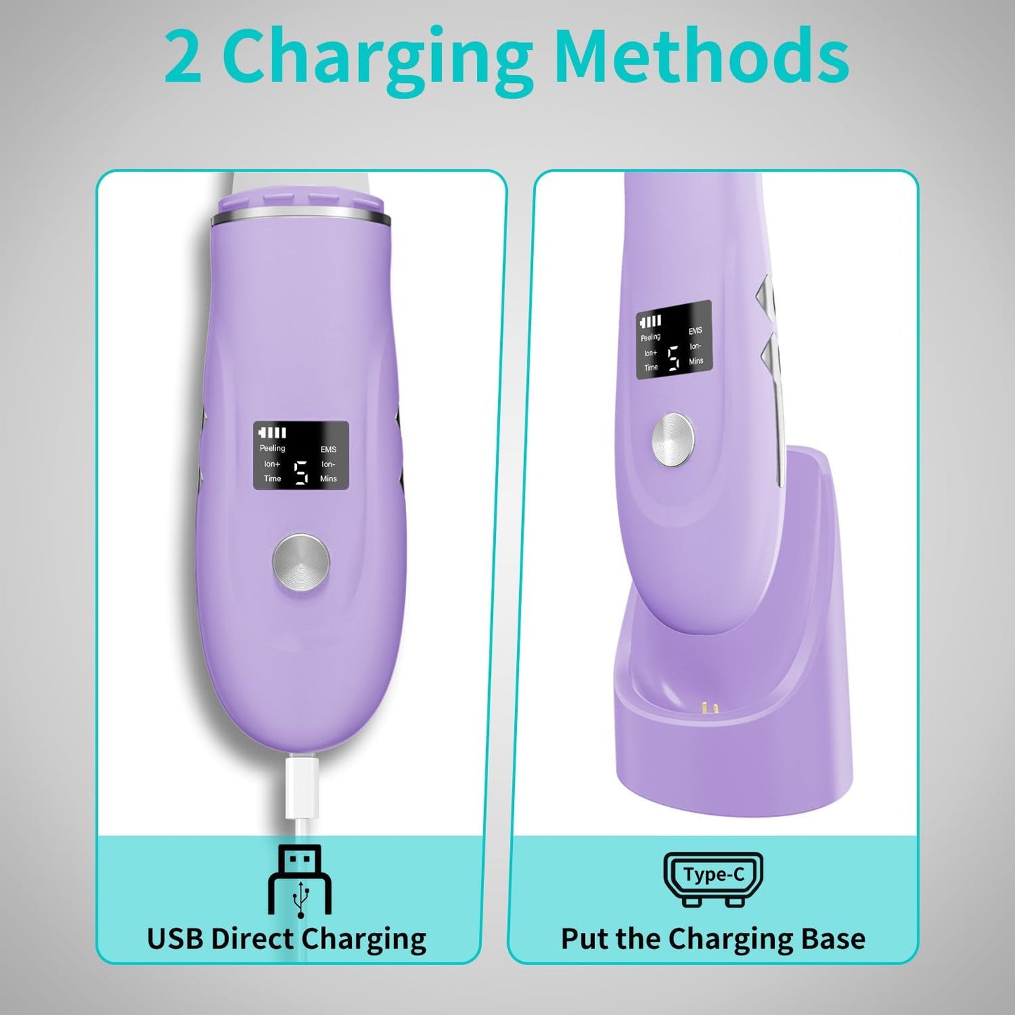 Face Scrubber Skin Spatula - Blackhead Remover Deep Cleansing Tool for Pore Extraction, 4-in-1 Fast Charging Dock Blackhead Remover Face Spatula for Facial Skincare Women Gift (Purple)