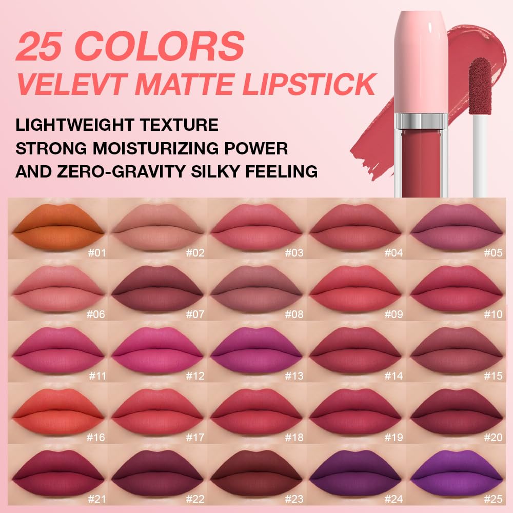 BINGBRUSH Super Matte Longwear No-Budge Stay On Smudge Proof Liquid Lipstick Long Lasting Makeup for Women,Highly Pigmented Color and Instant Shine, Cheeky