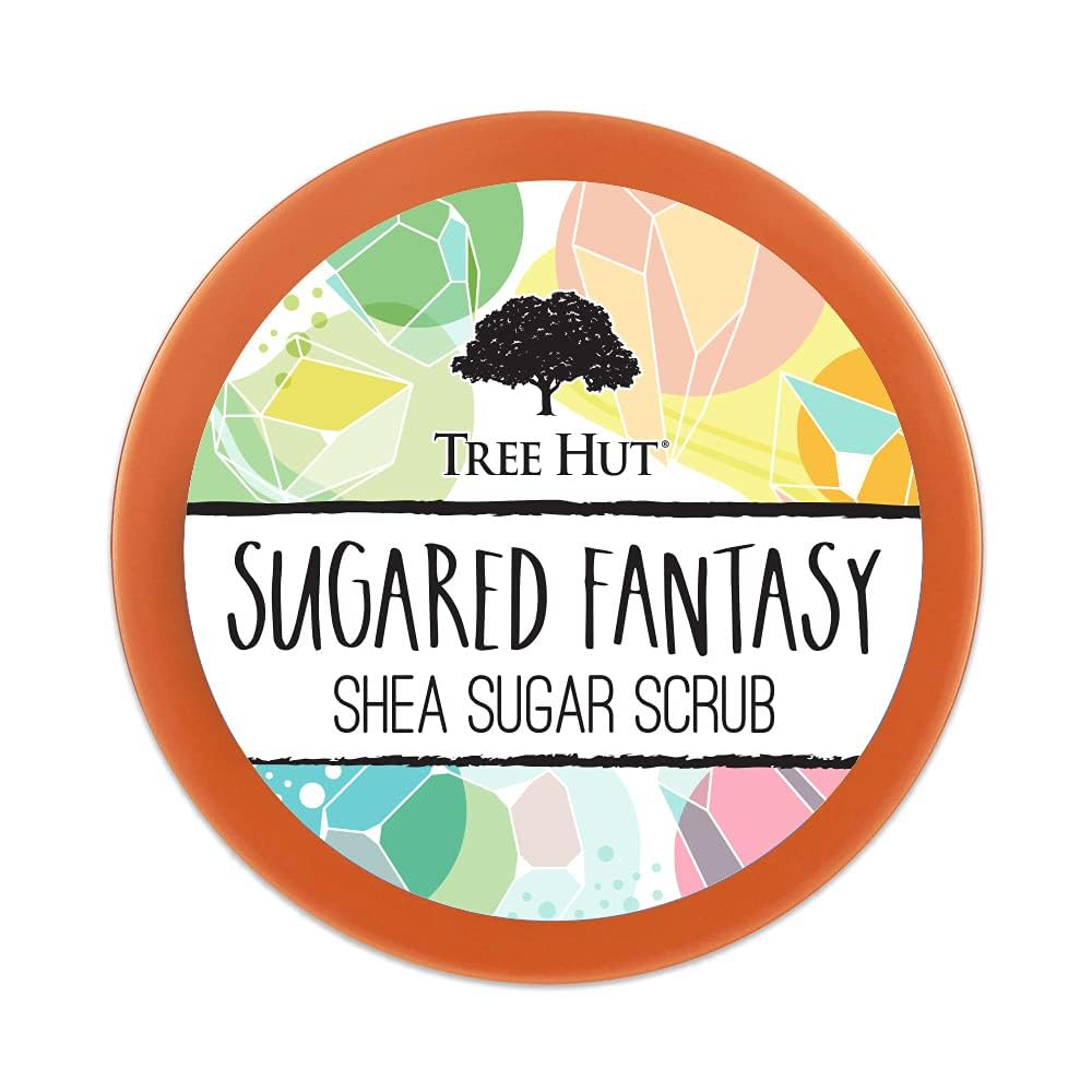 Tree Hut Sugared FantasyShea Sugar Scrub, Exfoliating, Hydrating & Moisturizing Body Scrub with Shea Butter & Nourishing Essential Oils, Smooth & Soften Skin, 18 oz