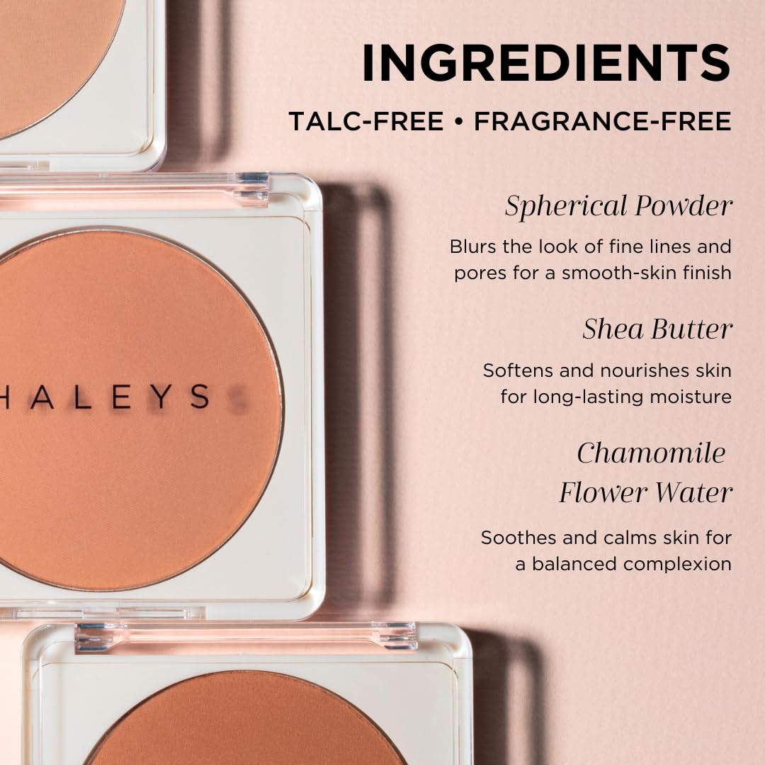 HALEYS Re-sculpt Smoothing Contour Powder (Dark) Lightweight, Non-Caking, Nourishing & Skin-Softening, Infused with Shea Butter & Chamomile Flower Water to Soothe Skin