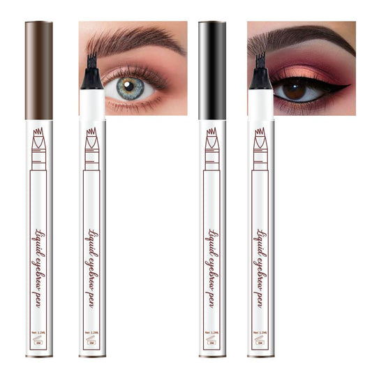 Eyebrow Ink Pencil by Brow Stylist -Micro 4 Point Brow Pen Lift & Snatch Eyebrow Pen Kits with 3 Eyebrow Stencil Long-Lasting Waterproof Natural Eyebrow Hair (2Pcs 01# chestnut&04# black)