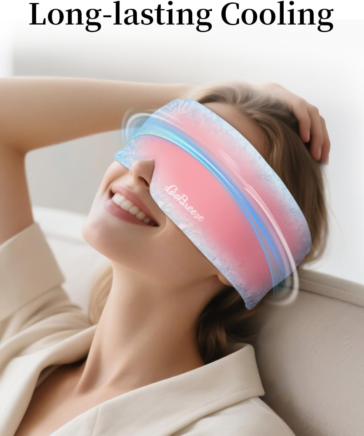 Cooling Eye Mask for Puffy Eyes, Headache and Migraine Relief Gel Eye Mask, for Headache, Puffiness, Eye Strain, Sinusitis & Post-Surgery Care – Large Soft Reusable Cold Eye Compress, Light Pink