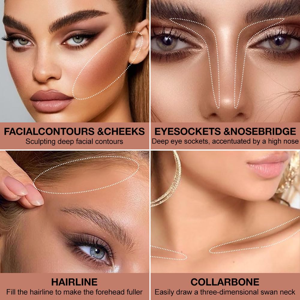 Natural Matte Neutral Brown Cream Contour Palette – Lightweight, Blendable Monochrome Powder, Base for All Skin Tones, Face Makeup for Women & Men, Vegan,Cruelty-Free, Paleta de Contorno en Crema Mate