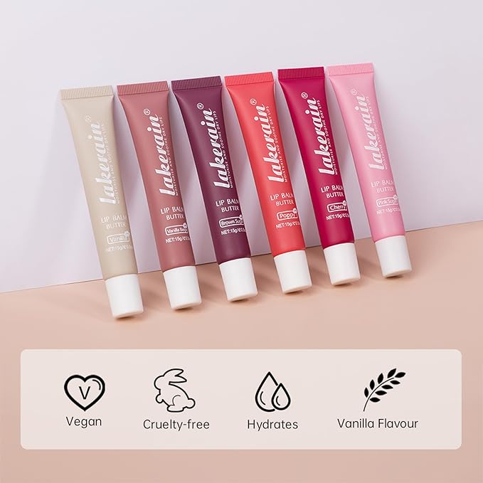 Moisturizing Lip Balm Butter for Dry Cracked Lips,Day/Night Hydrating Lip Mask, Ultra-Nourishing Lip Care Moisturizer for Soft, Smooth and Supple Lips (Vanilla Beige)