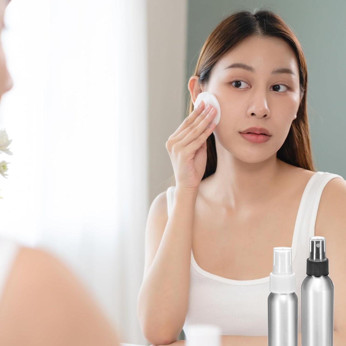 HARFINGTON Aluminum Fine Mist Spray Bottles 60ml/2.03oz Metal Small Liquid Alcohol Refillable Travel Container with White Plastic Nozzle Cap for Perfume Skincare Cosmetic Storage Bottle