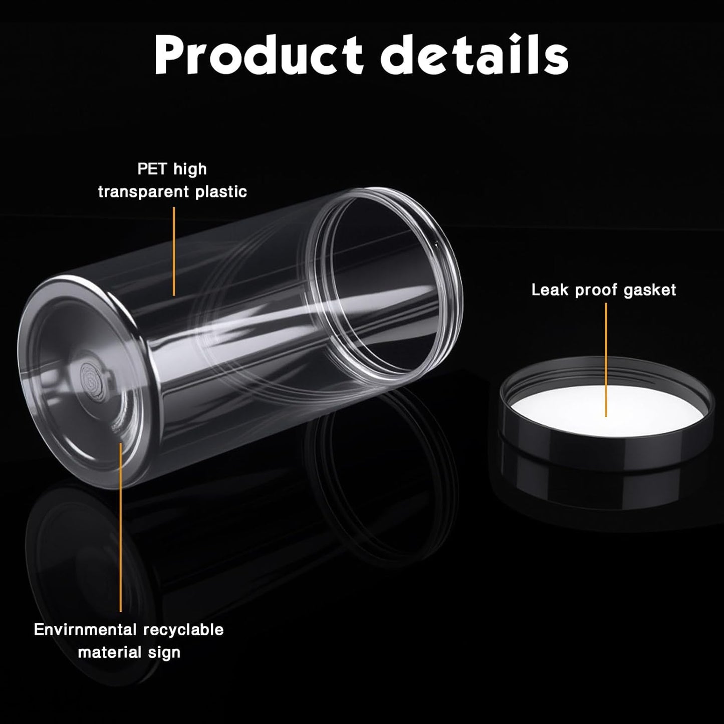 Patelai 4 Pieces Round Wide-mouth Leak Proof Plastic Container Jars with Lids for Travel Storage Makeup Beauty Products Face Creams Oils Salves Ointments DIY Making(32 Ounce,Black)