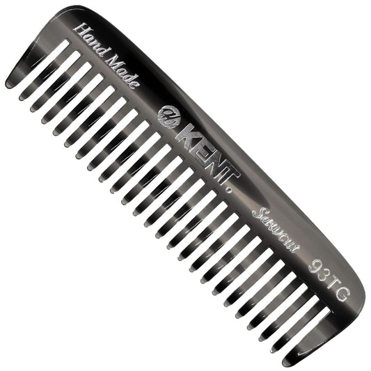 Kent 93T Black Graphite Wide Tooth Men's Comb, for Mustache and Beard ideal for Facial Hair, Small Pocket Sized Travel Detangler Comb, Saw-Cut Hand polished Made in England