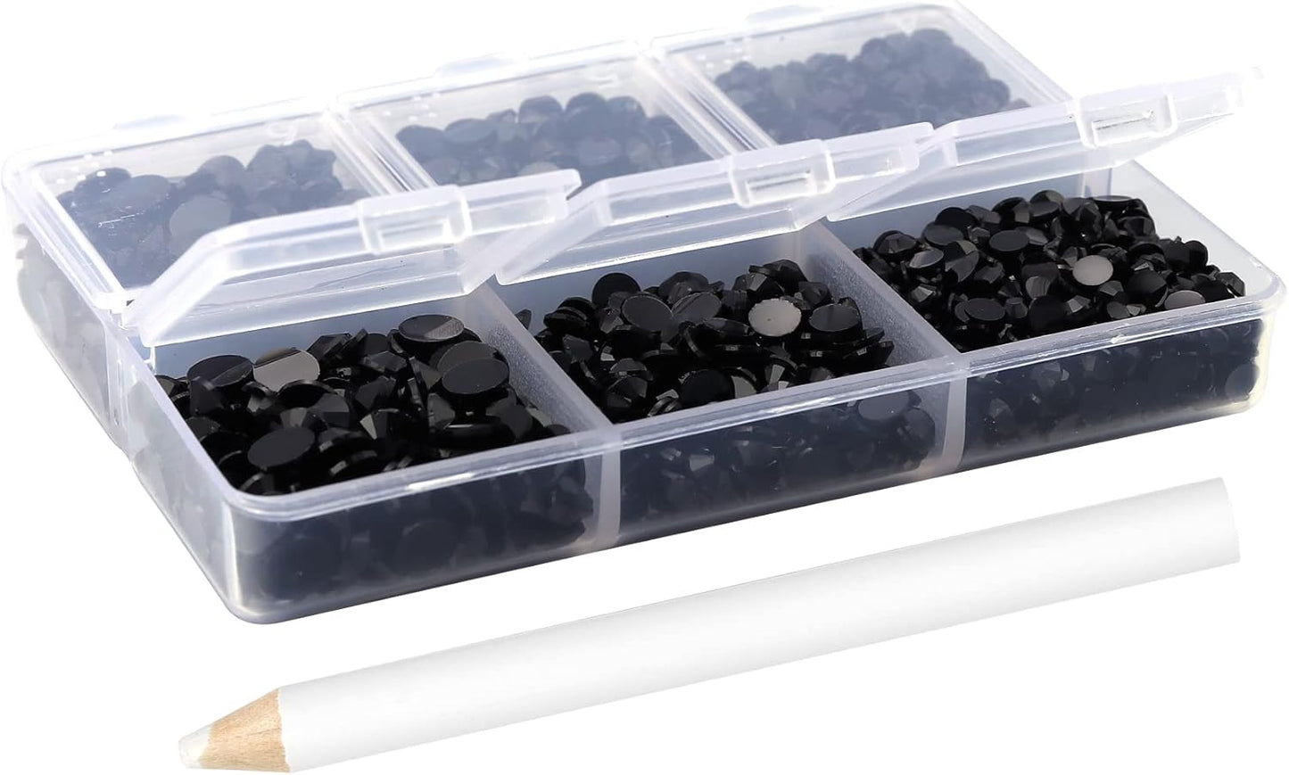 Multi Size 3mm 4mm 5mm Rhinestones Set for Nails Crafts Black Non Hotfix Rhinestone Nail Gems Rhinestones Round Flat Back Resin Rhinestone for Makeup Clothes Shoes Eyes Bottles Crafts