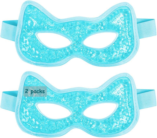 Cooling Eye Mask, Gel Eye Mask Hot Cold Use, Cold Eye Mask for Puffy Eyes, Dry Eyes, Headaches, Migraines, Sinus, Dark Circles (2 Blue)
