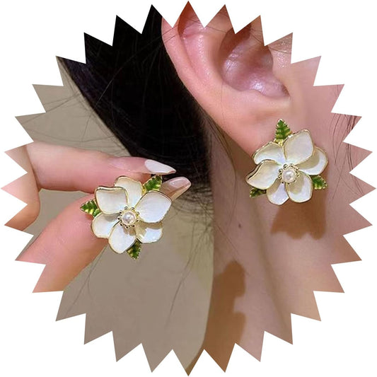 Unique Blue Flower Earrings Studs Vintage Floral Petal Earrings Statement French Blue Iris Flower Earrings Studs Bridal Wedding Prom Earrings Jewelry for Women