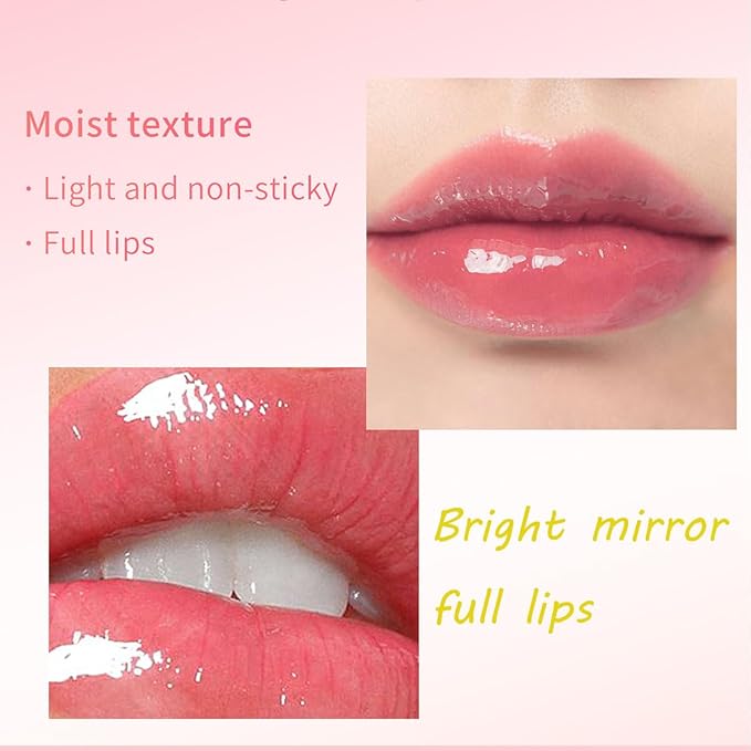 Lip Glow Oil Long Lasting Plumping Transparent Lip Balm Moisturizing Lip Oil Repairing Lip Lines and Prevents Dry Cracked for Lip Care and Dry Lips (Set-C)