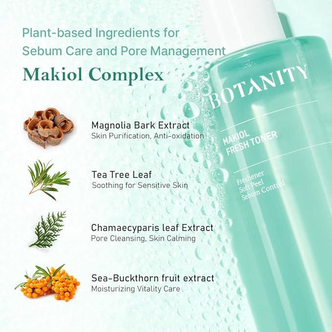 Makiol Toner | PHA | Cica Toner | Hydrating & Refreshing for Oily Skin | Sebum Control | Pore Refining | Acne Prone Sensitive Skin, Oily Skin | Cruelty-Free | 10fl oz