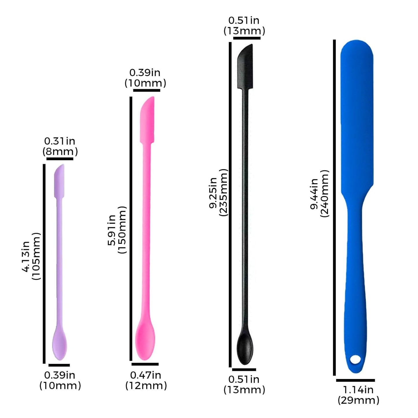 6pcs silicone double end scraper creative mini tip spatula cosmetics heat resistant safety spatula foundation make-up makeup tool, reusable rubber spatula beauty silicone stirrer for cosmetics kitchen