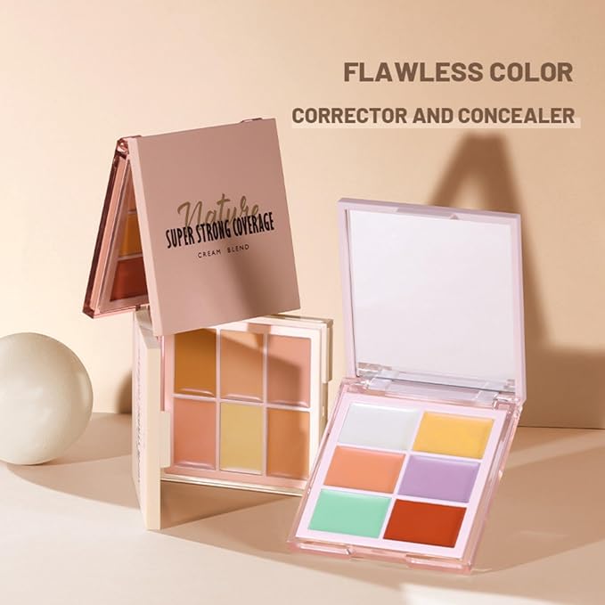 MAEPEOR Face Conceal Contour Palette 6 Colors Full Coverage and Lightweight Concealer Contour Palette Waterproof Long Lasting Contour Palette (Color 03)