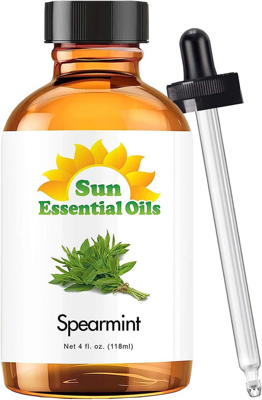 Sun Organic Spearmint Essential Oil 4 Fluid Ounces for Diffuser, Spearmint Aromatherapy and Candles