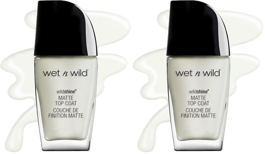 wet n wild Wild Shine Nail Polish, Matte Top Coat (Pack of 2)