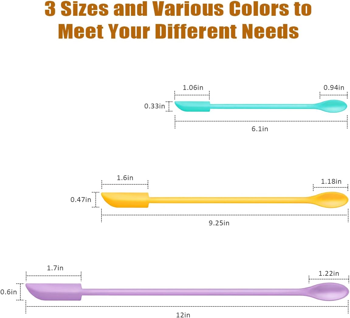 Silicone Spatula Set (6Pcs) - Mini Scraper Tool for Beauty & Food （Reach Every Last Drop - Multi-Size Spatulas for Makeup Jars, Lotion Bottles & Kitchen Containers）