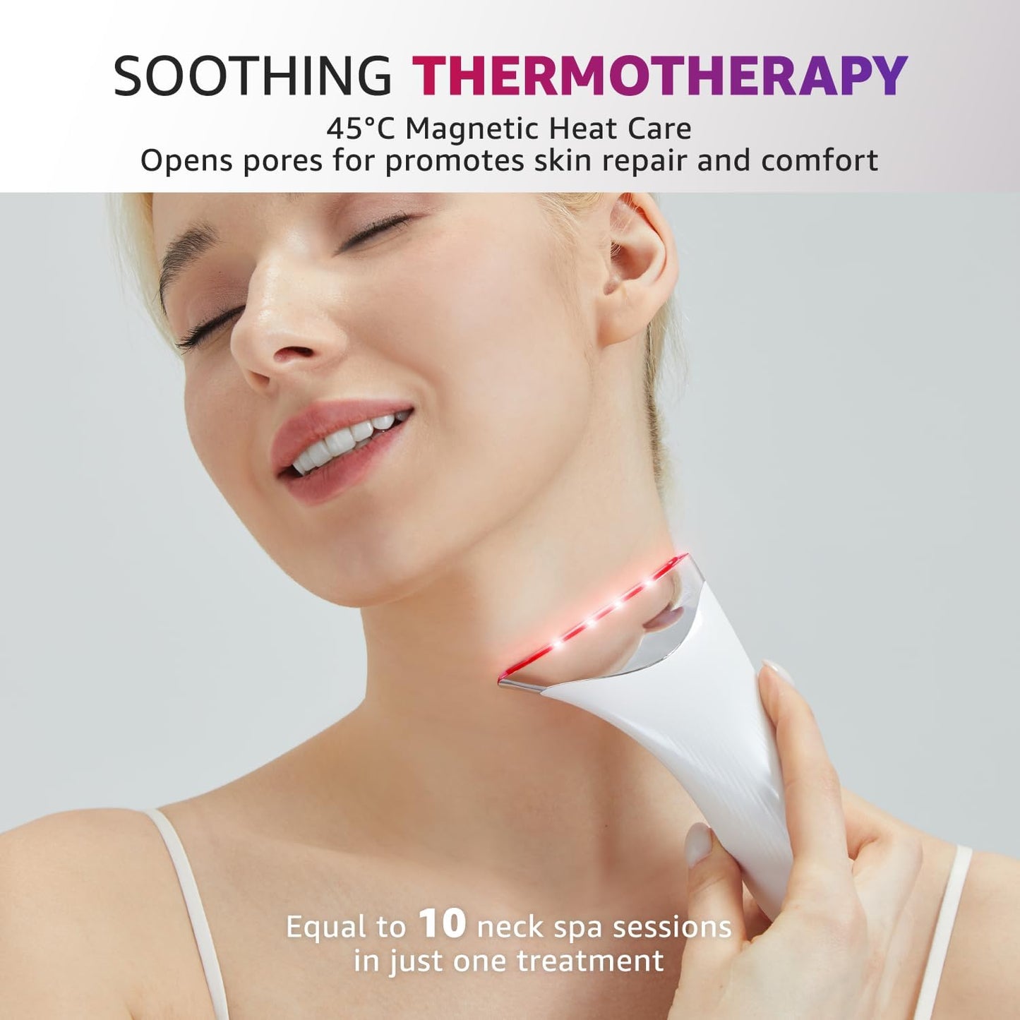 Red Light Therapy for Face and Neck, Renewal Face Lift Device with Vibration Tech, 3 in 1 Face Massager Tool with Thermals, True Beauty Glow Facial Sculptor for Wrinkles, Double Chin