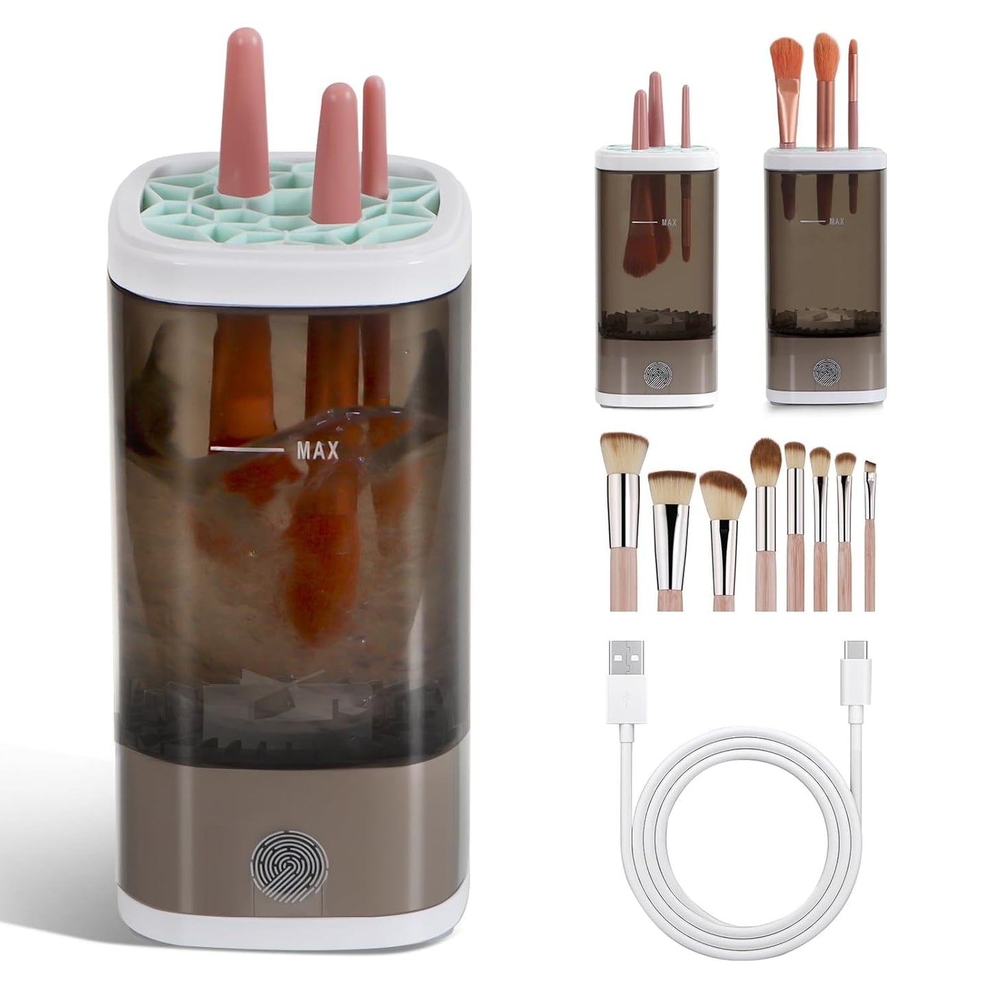 Electric Makeup Brush Cleaner and Dryer – Fast, Automatic Deep Cleaning Machine for All Brush Sizes, USB Rechargeable, Portable for Home & Travel