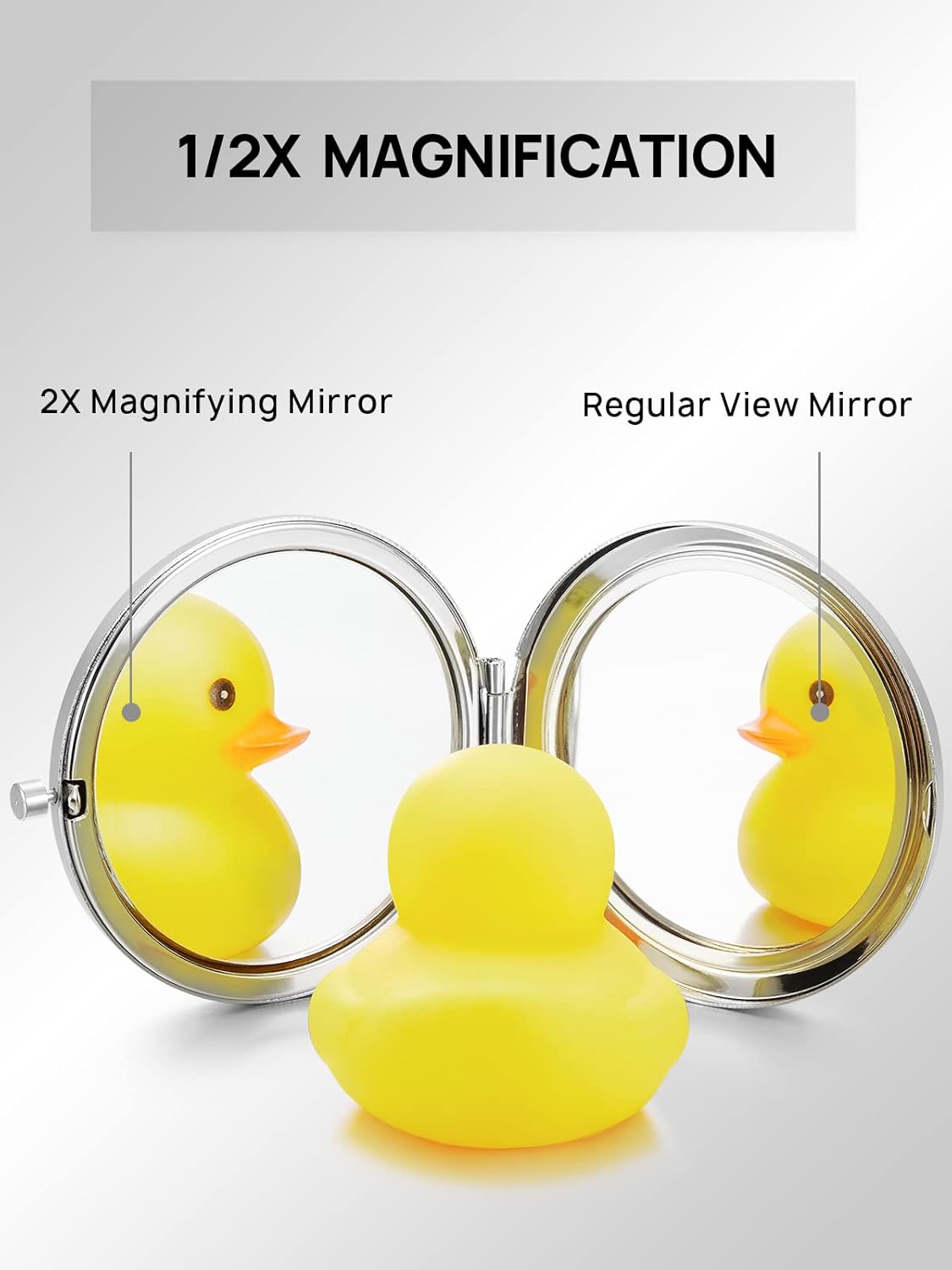 Compact Mirror Bulk, Set of 2 Double-Sided 1X/2X Magnifying Purse Pocket Makeup Mirrors(Round, Silver)