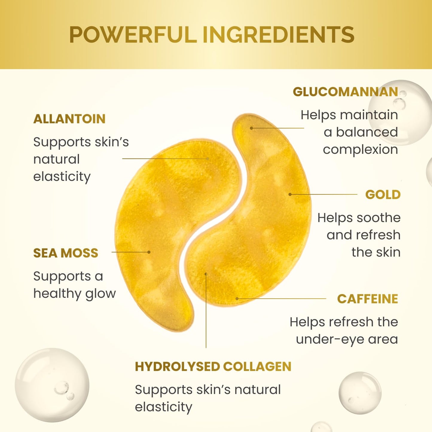 PLANTIFIQUE Gold Eye Patches for Puffy Eyes | 30 Pairs | Gifts | Under Eye Masks for Dark Circles | Puffiness Eye Gels | Eye Mask Skincare