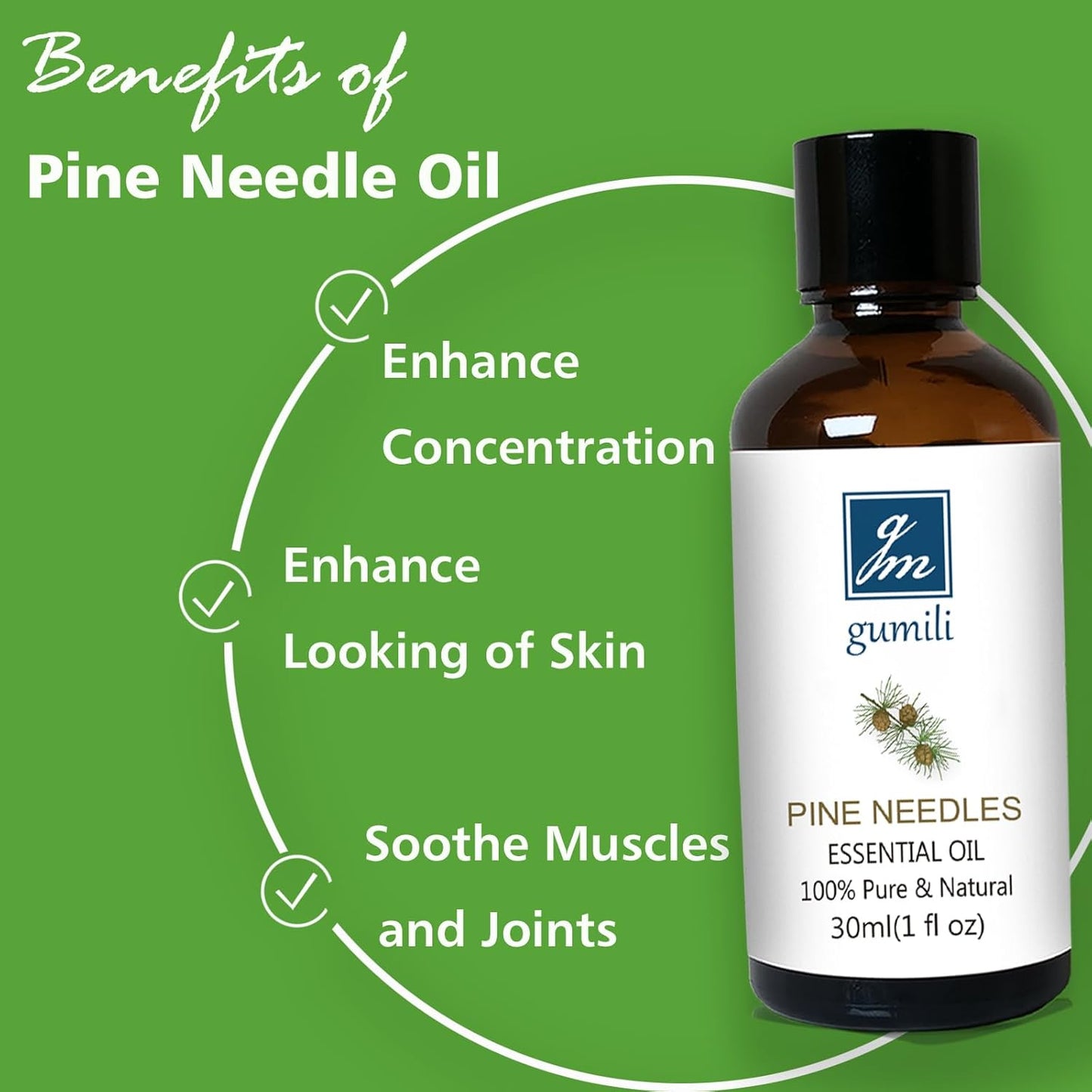 Pine Needle Essential Oil 1 Oz - 100% Pure & Natural Pine Oil for Diffuser, Skin, Massage & Aromatherapy - Fresh Pinus Essential Oils Fragrance