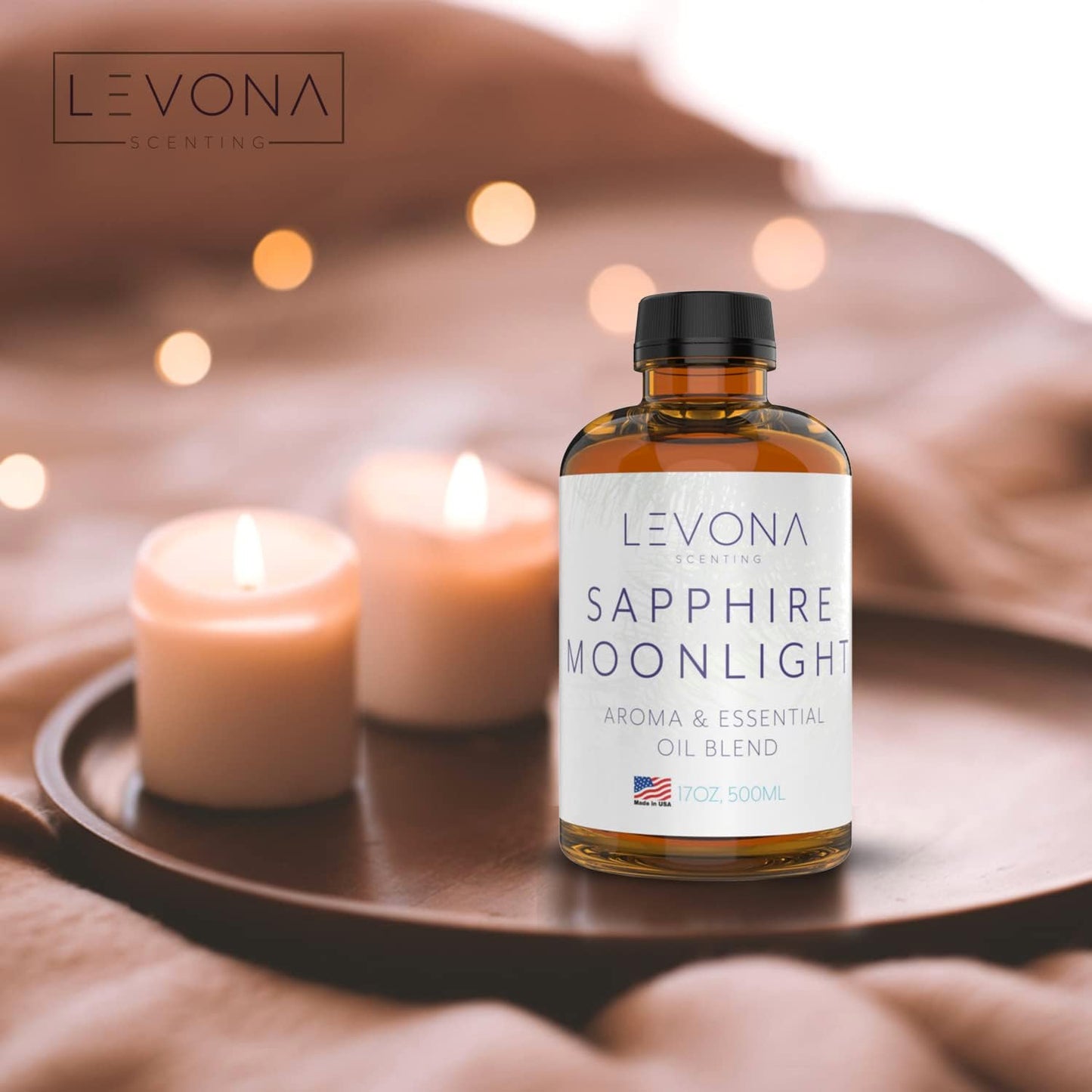 Levona Scent Essential Oil - Fresh Aroma for Home, Office, Hotel & Spa, Perfect in Humidifiers and Diffusers, Luxury Fragrance, with Lemon & Aqua Marine Notes - 500ml/ 17 fl oz, Sapphire Moonlight