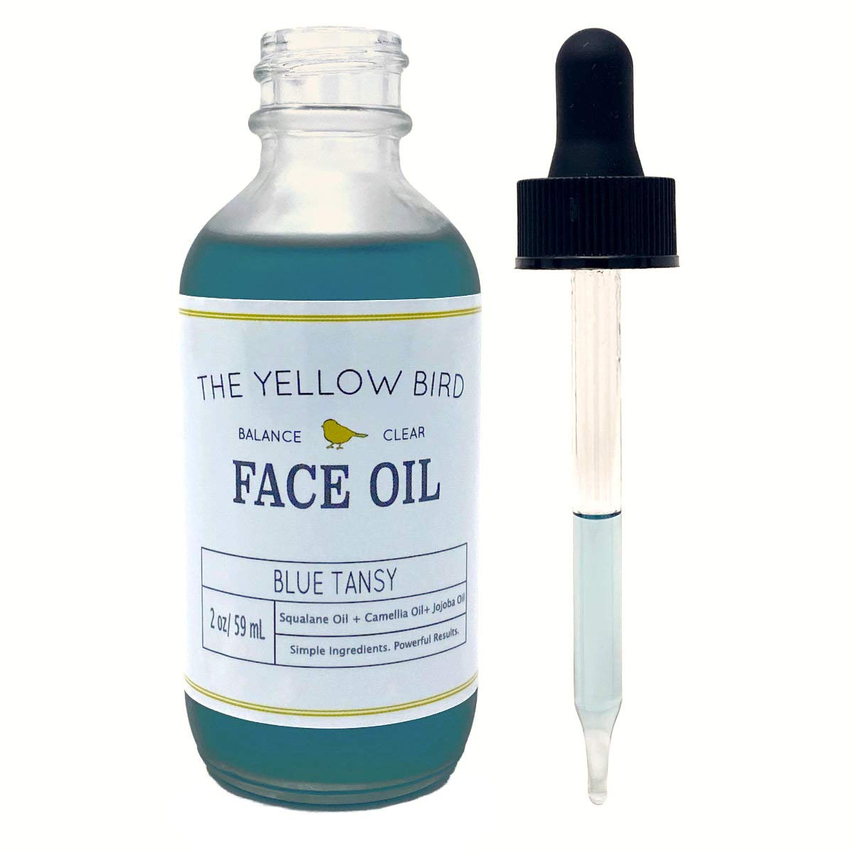 Yellow Bird Balancing Blue Tansy Face Oil 2 oz / 59 ml – Skin Glowing Serum. Collagen Support. Promotes Clear Skin Naturally. Wrinkle, Blemish & Pore Minimizer. Natural, Vegan Facial Moisturizer.