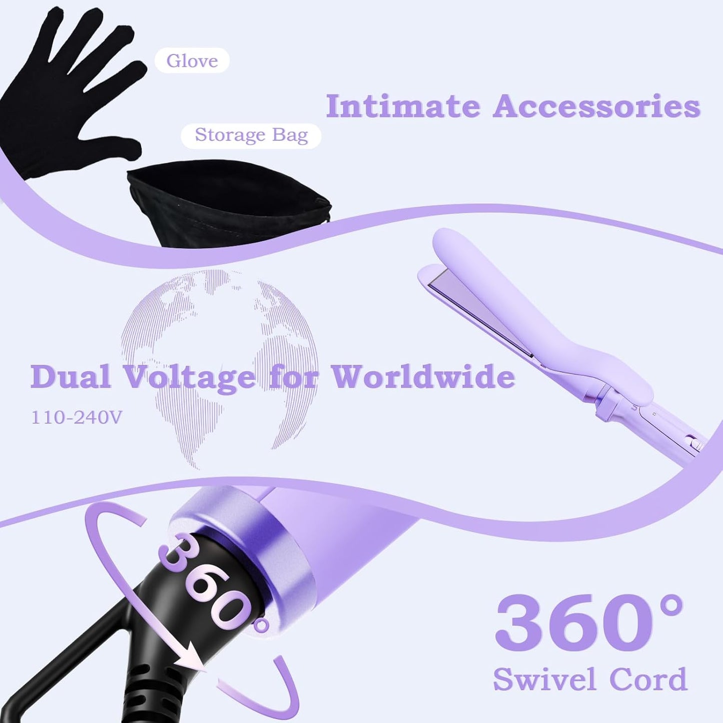 Birthday Gifts for Women, Ufree 5 in 1 Curling Iron with Interchangeable Ceramic Barrels (0.35"-1.25"), Curling Wand Set with Flat Iron Hair Straightener, Instant Heat Up, Dual Voltage Hair Curler