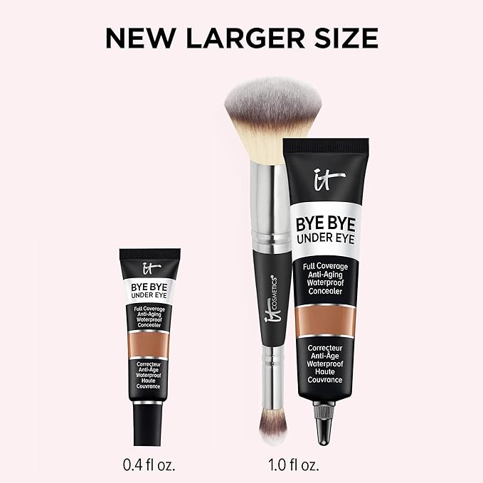 IT Cosmetics Makeup Set - Includes Supersize Bye Bye Under Eye Concealer (42.5 Deep) + Heavenly Luxe Complexion Perfection Concealer Brush (1 fl oz) - with Collagen, Hyaluronic Acid & Antioxidants