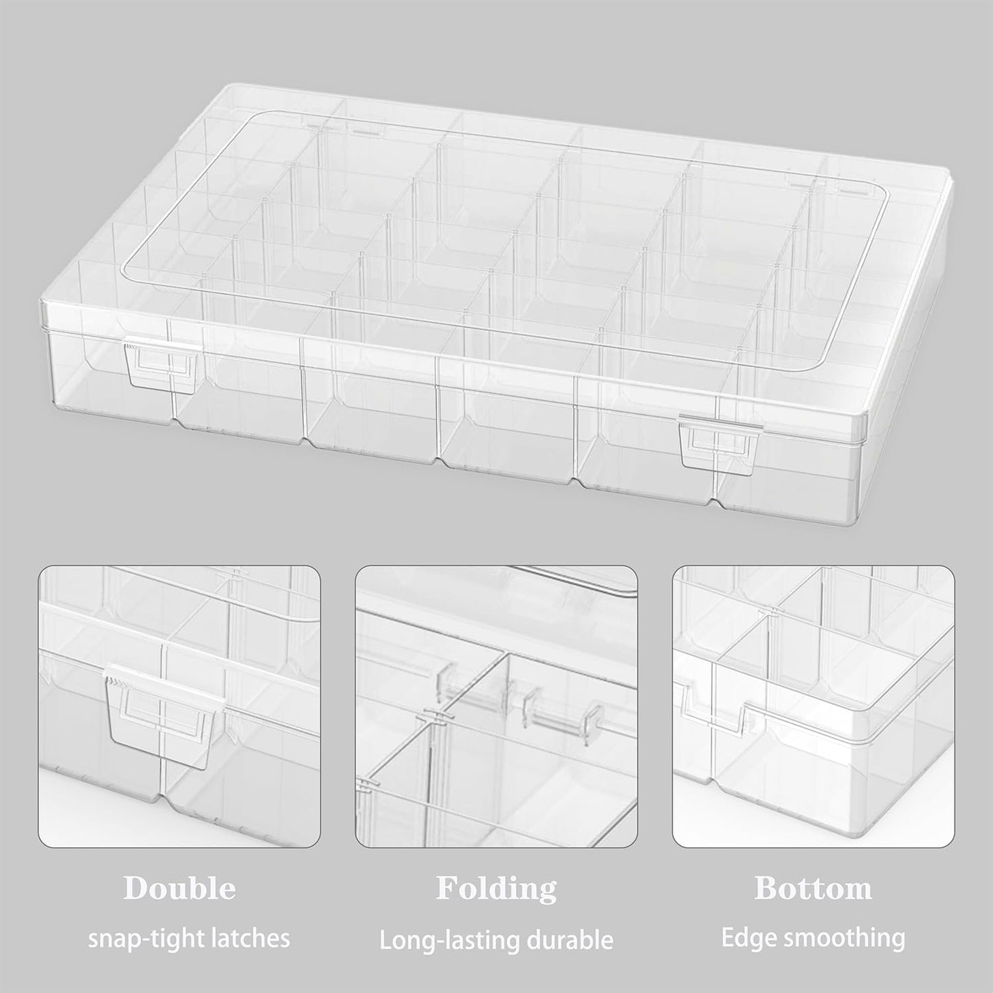 8 Pack Plastic Organizer Container Box, 36 Grids Clear Plastic Parts Organizer Box, for Beads, Art DIY, Crafts, Jewelry, Fishing Tackle with Label Stickers