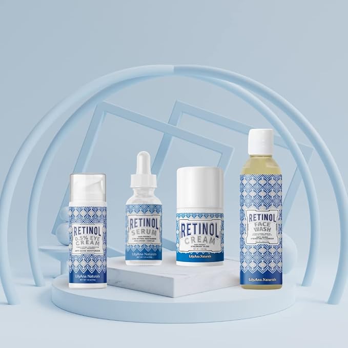 LilyAna Naturals Skin Care Set - Retinol Set with Face Wash, Eye Cream, Serum, and Retinol Cream - Skin Care Products