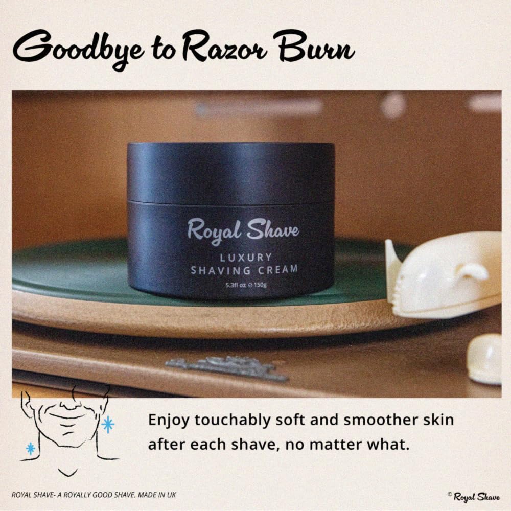 Luxury Shaving Cream for Men by Royal Shave, Rich, Soothing, Moisturizing, Hydrating & Nourishing Cream for Smooth, Close Shave (Made in UK) Sweet Tobacco