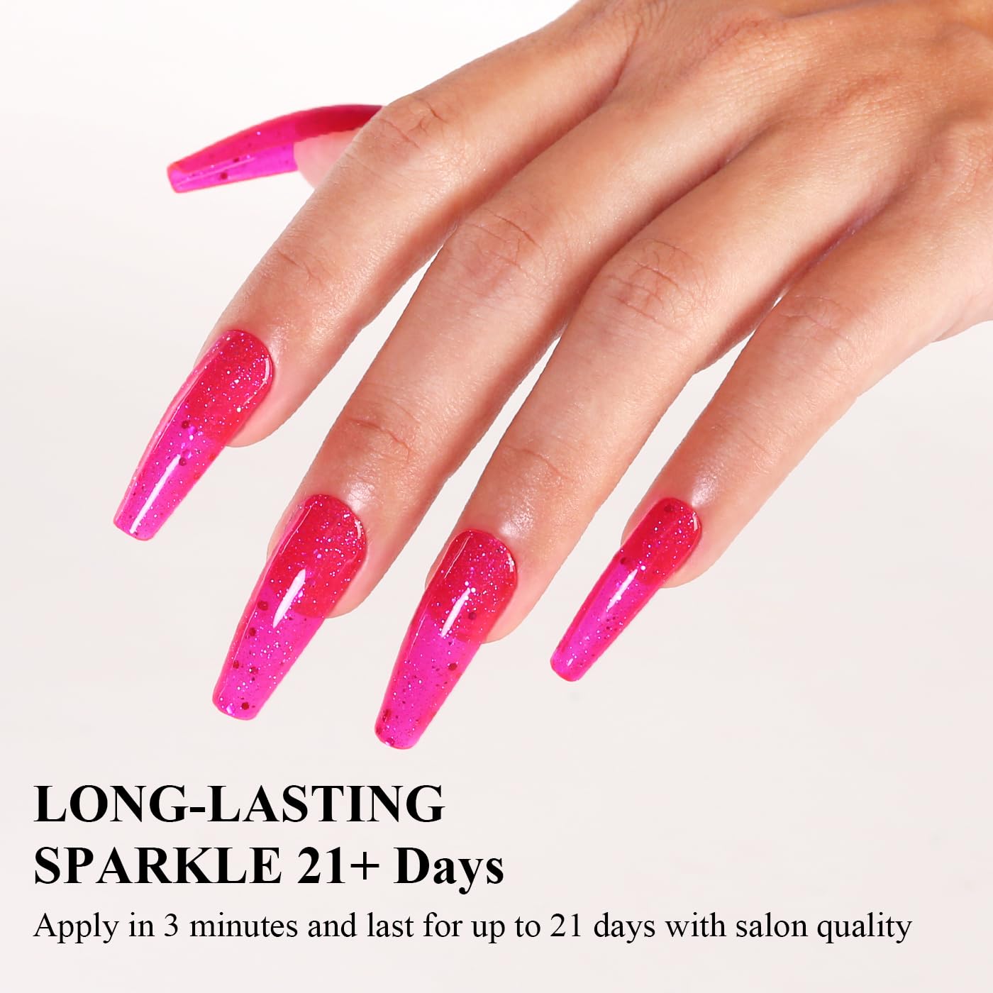 Imtiti Glitter Gel Nail Polish, Hot Pink Iridescent Glitter Gel Polish Diamond Shimmer Sparkle Soak Off UV LED Nail Gel Polish Autumn Winter Gel Polish Manicure Gel Nail Kit 10ML