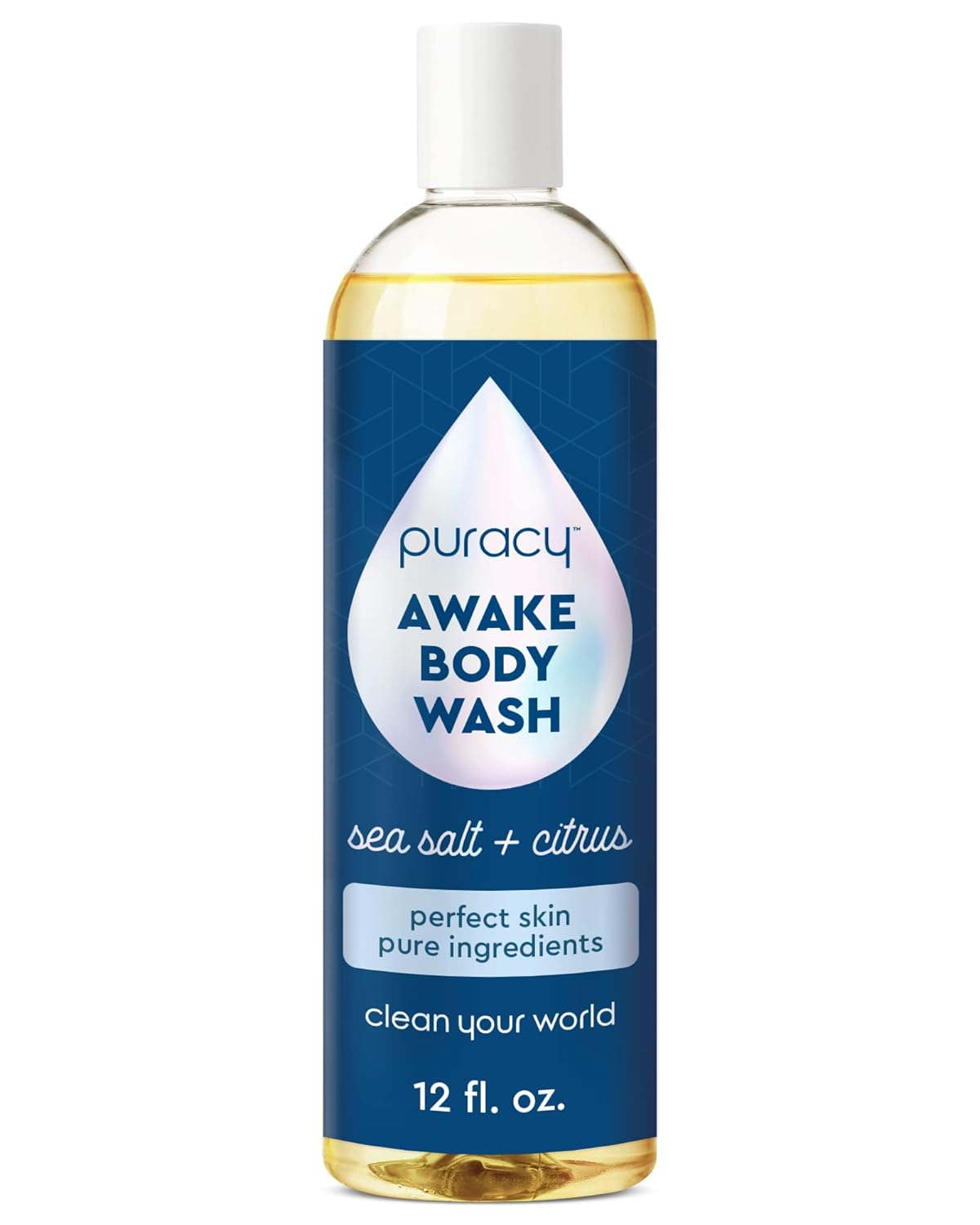 Puracy Body Wash, Natural Body Wash, 98.6% Pure Plant Ingredients, Moisturizing Shower Gel for Women Men Kids, Body Soap for Dry Sensitive Skin. Gently Scented with Citrus & Sea Salt, 12 Oz
