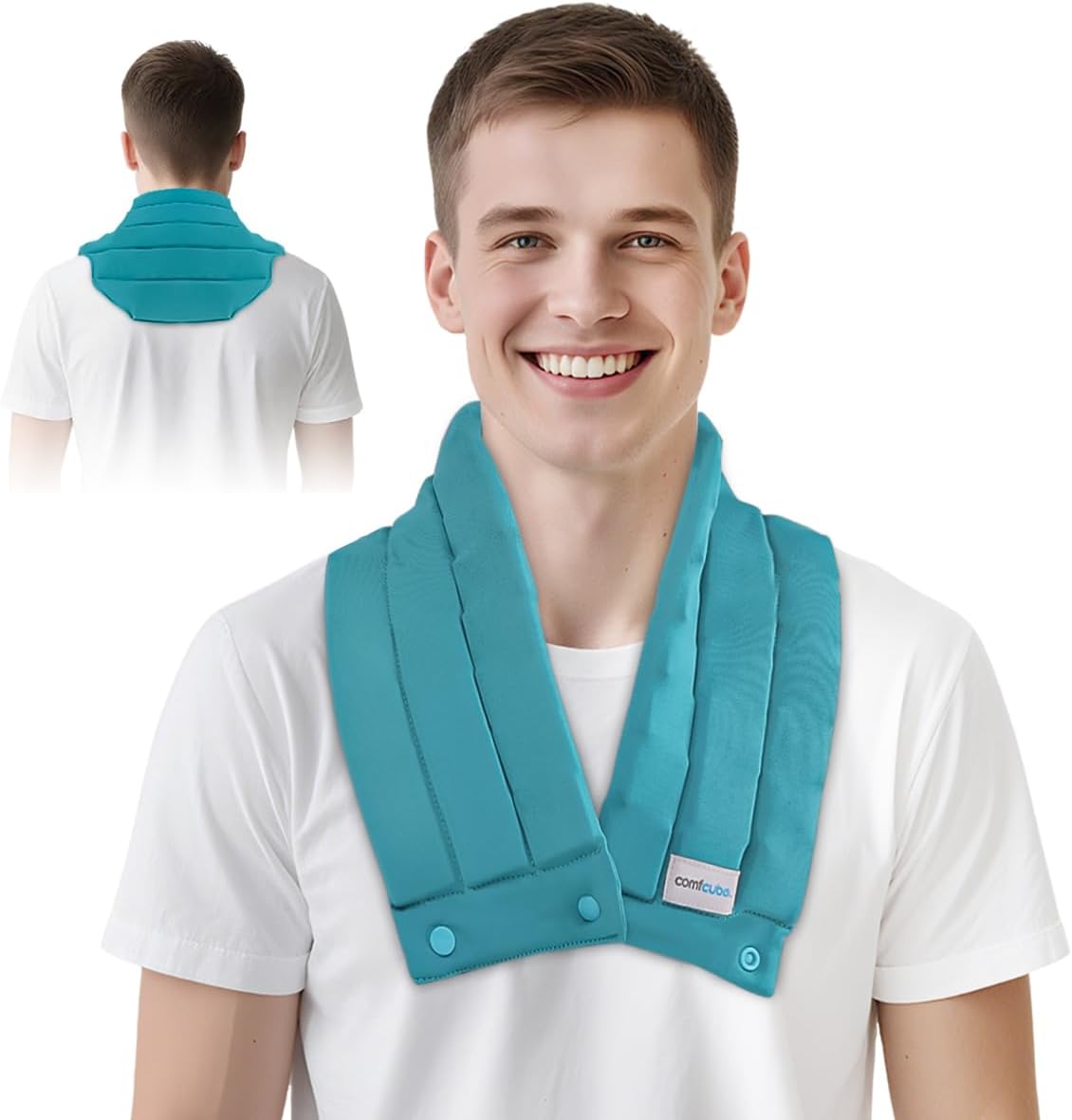 Neck Ice Pack Wrap for Cervical Pain and Cooling, 2 Hours Long Lasting Cold Ice Pack for Neck Shoulders, FSA Eligible, Flexible Cold Pack for Hot Weather, Hot Flashes, Surgery, Swelling