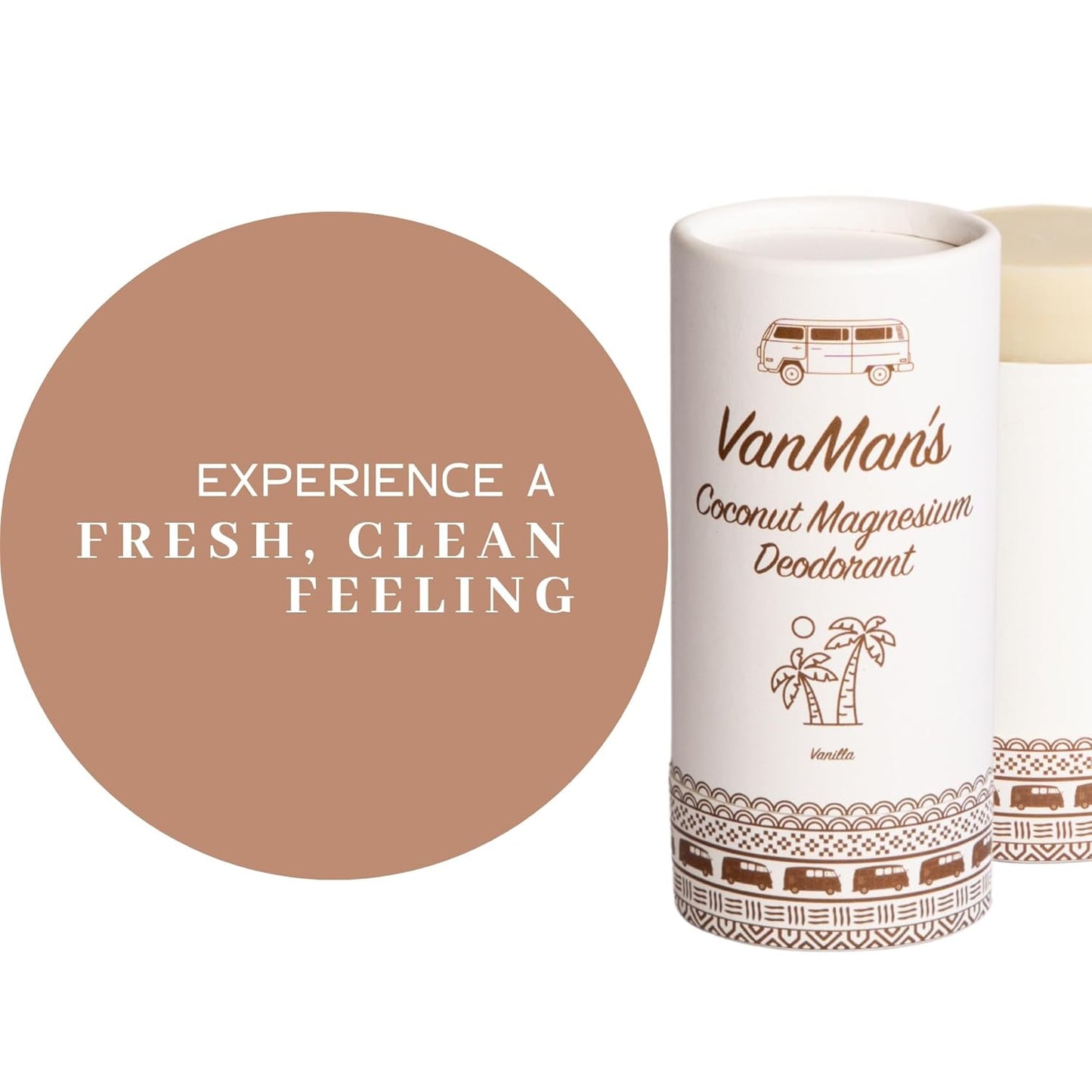 VanMan Magnesium & Vanilla Deodorant Stick - Natural Aluminum Free Deodorant for Women & Men - Effective Odor Control for Skin - With Tallow, Shea Butter & Organic Madagascar Vanilla Bean - 2 Fl Oz