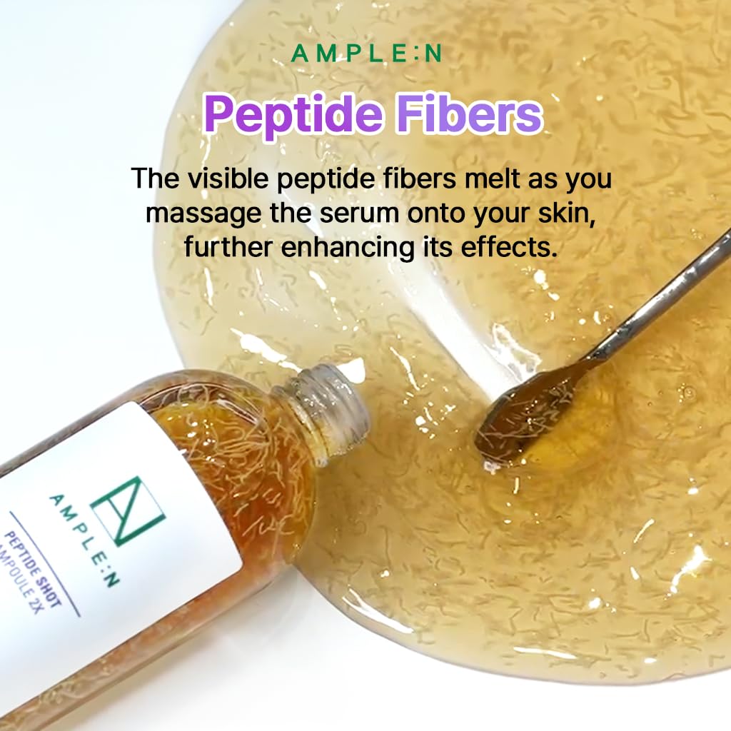 AMPLE:N Peptide Shot 2X Ampoule – Intensive Age Defying Concentrate Face Serum with Peptide Threads – Erasing Wrinkles and Improve Firmness – Lifting Sagging Skin – Plump, Repairs Skin, 3.38 fl.oz.